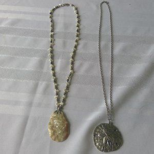 Necklaces, 2 seashells, silver & mother of pearl